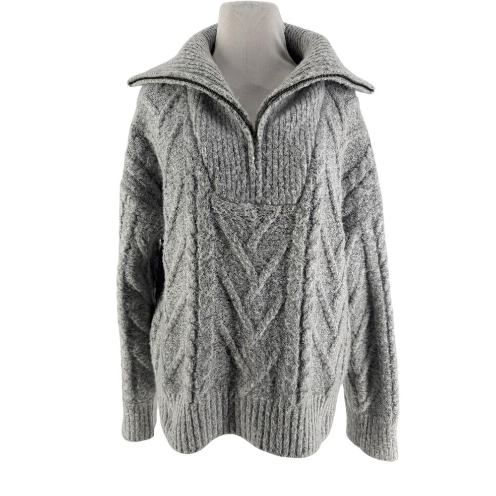 Neutral Ground Women's Gray 1/4 Zip Long Sleeve Pullover Sweater‎ Size XS